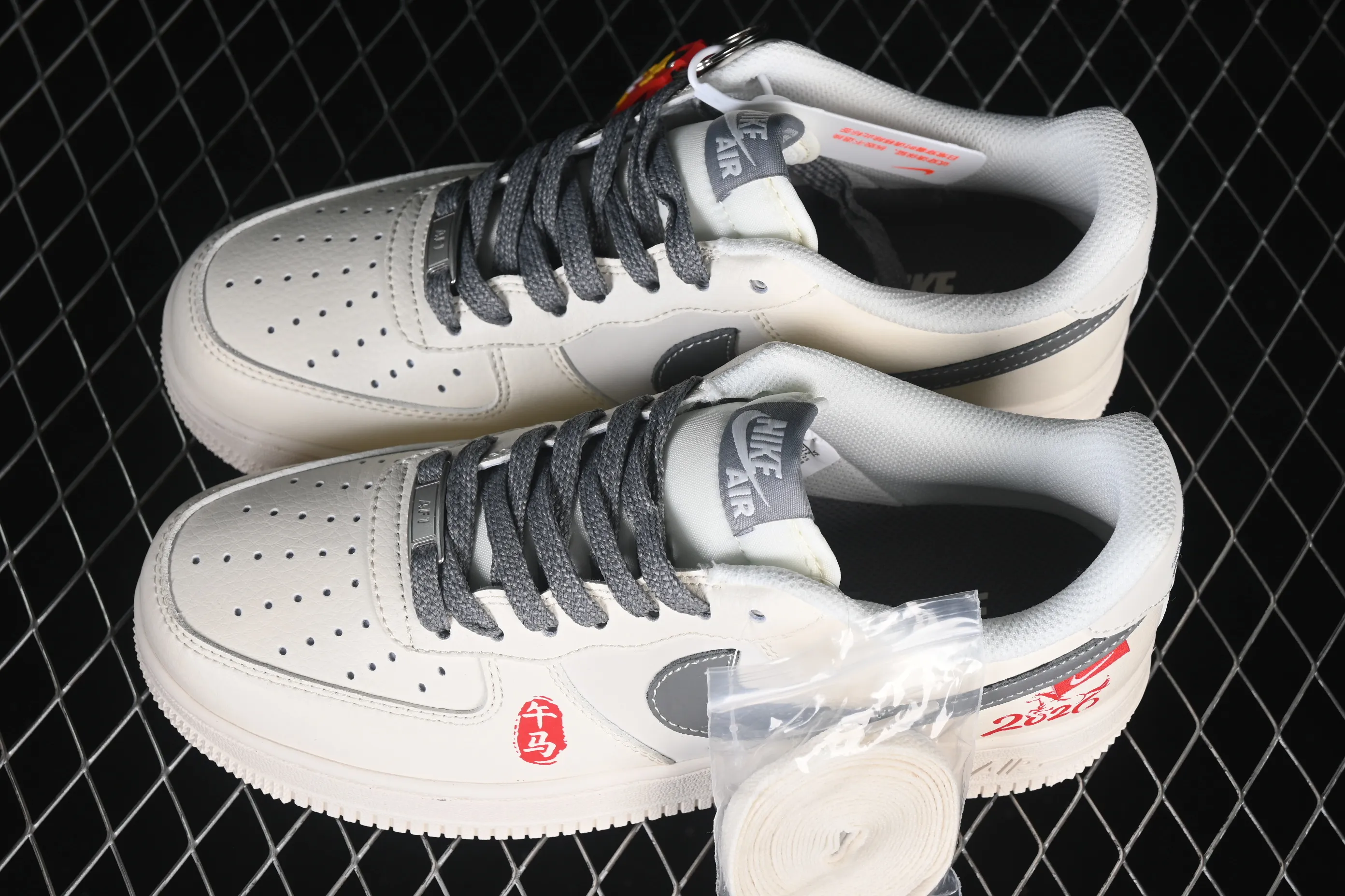All categories Nk Air Force 1 Air Force series Nk Air Force 1 Low Air Force low-top Nike Air Force 1'07 Low Year of the Horse limited edition Wu Ma rice gray red Air Force 1 low-top casual sneakers MZ9588-822